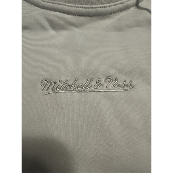 XL Mitchell & Ness Branded Script Crewneck Sweatshirt Mens Light Grey - Picture 5 of 9